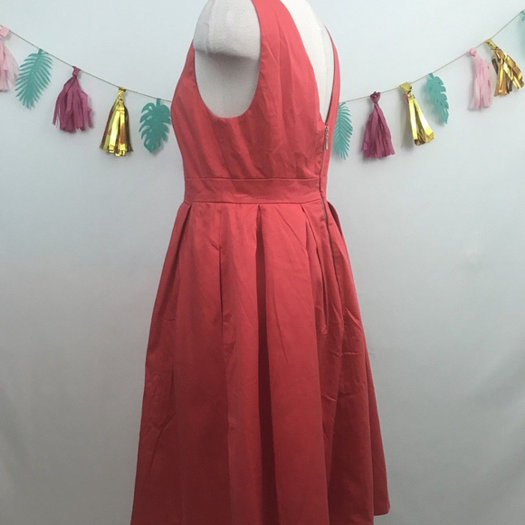 Modcloth Fervour Retro Orange Fit N Flare Dress Lg - Picture 3 of 7